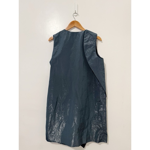 COS Steel Blue Crinkled-Texture Wrap Shirt Dress Size 14 - Picture 7 of 8